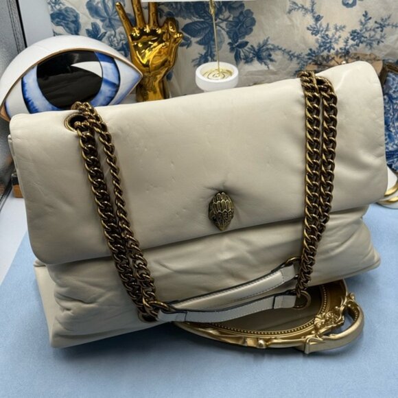 🆕 KURT GEIGER LONDON 🧿 NWT XXL Kew Leather Bag, Off White Leather - Picture 4 of 16